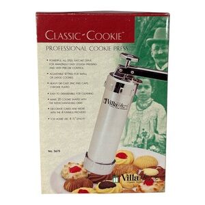 Villaware Classic Cookie 5675 Professional Cookie Press w/ Box Adjustable Cake